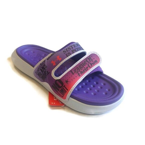 Under Armour Womens Size 6 Ansa Studio International Womens Day Slides Purple - Picture 1 of 9